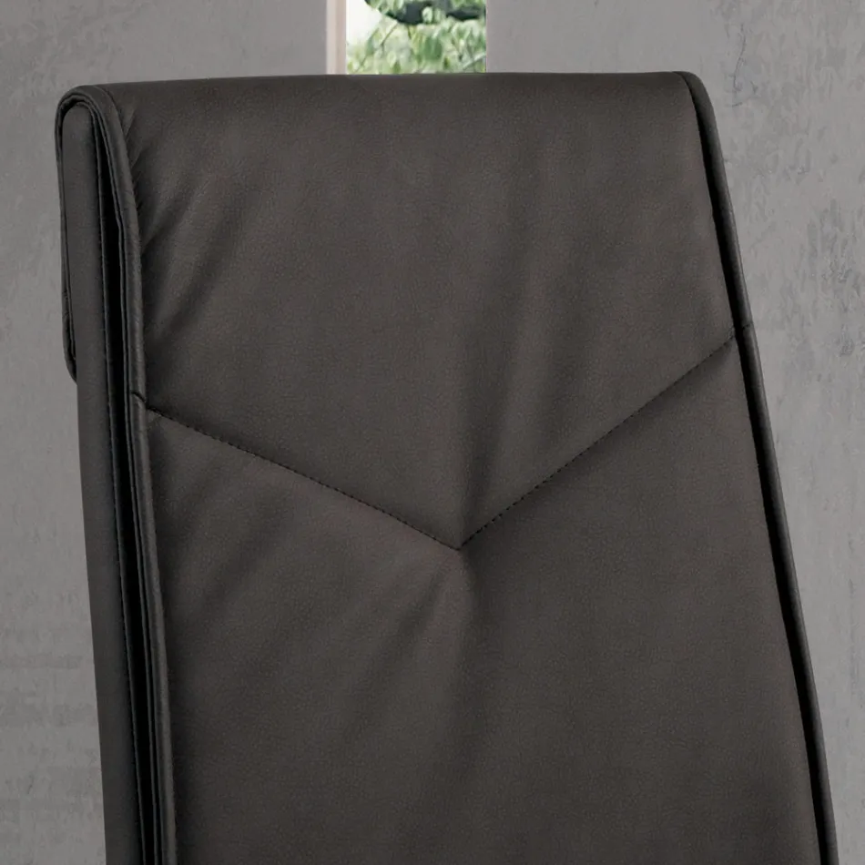 Cadeira de sala de jantar estofada de couro falso martelado de 2 peças - Robocop Viadurini