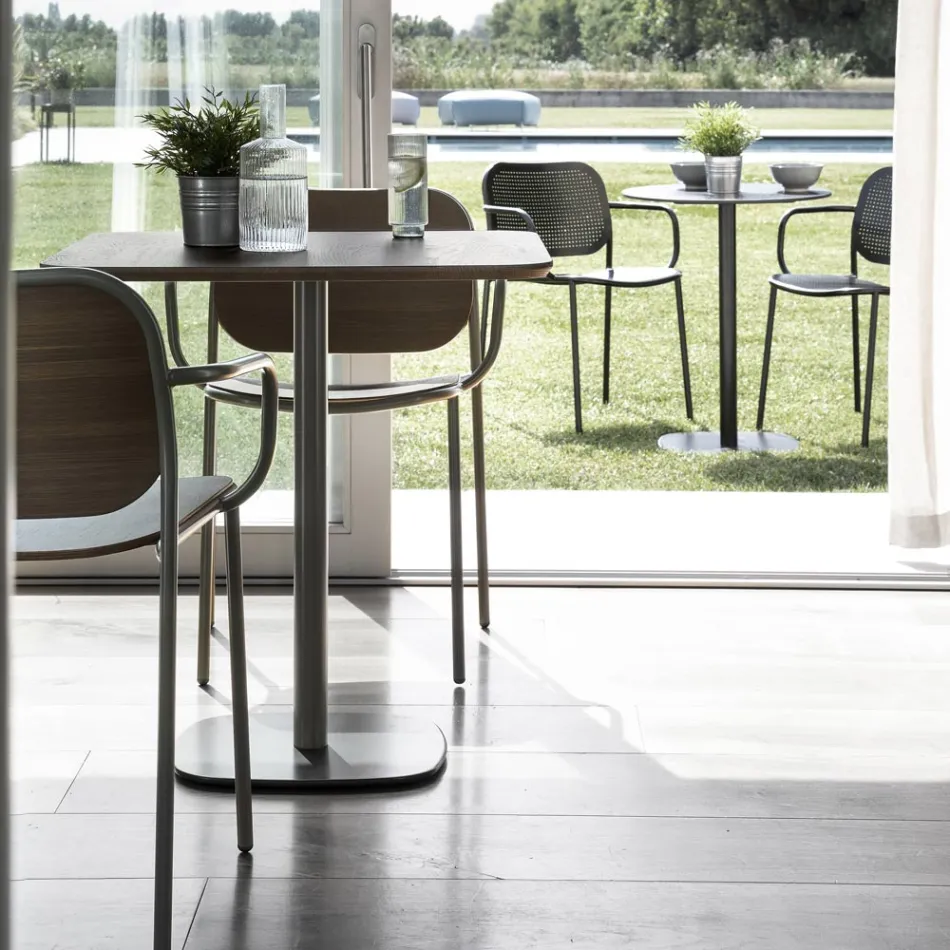 Cadeira Sala de Jantar em Madeira e Metal Made in Italy 2 Peças - Saffia Viadurini