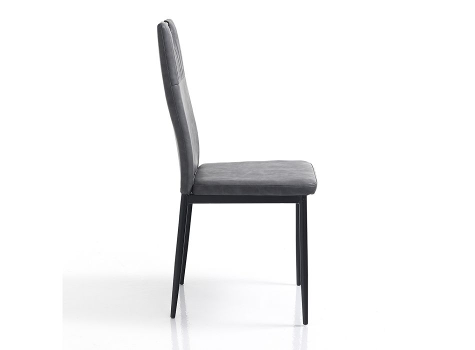 Cadeira da sala de jantar em couro sintético envelhecido 4 peças - Cassandra Viadurini