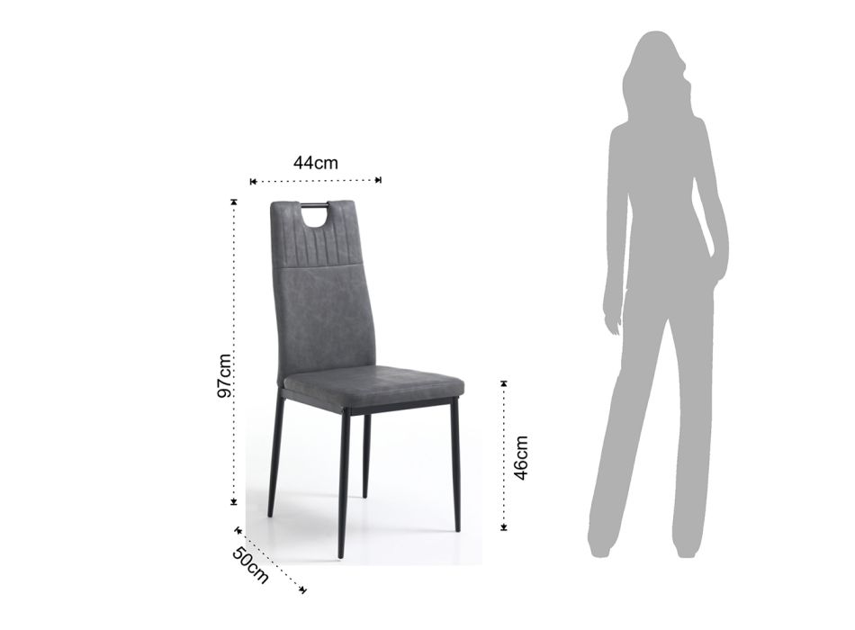 Cadeira da sala de jantar em couro sintético envelhecido 4 peças - Cassandra Viadurini