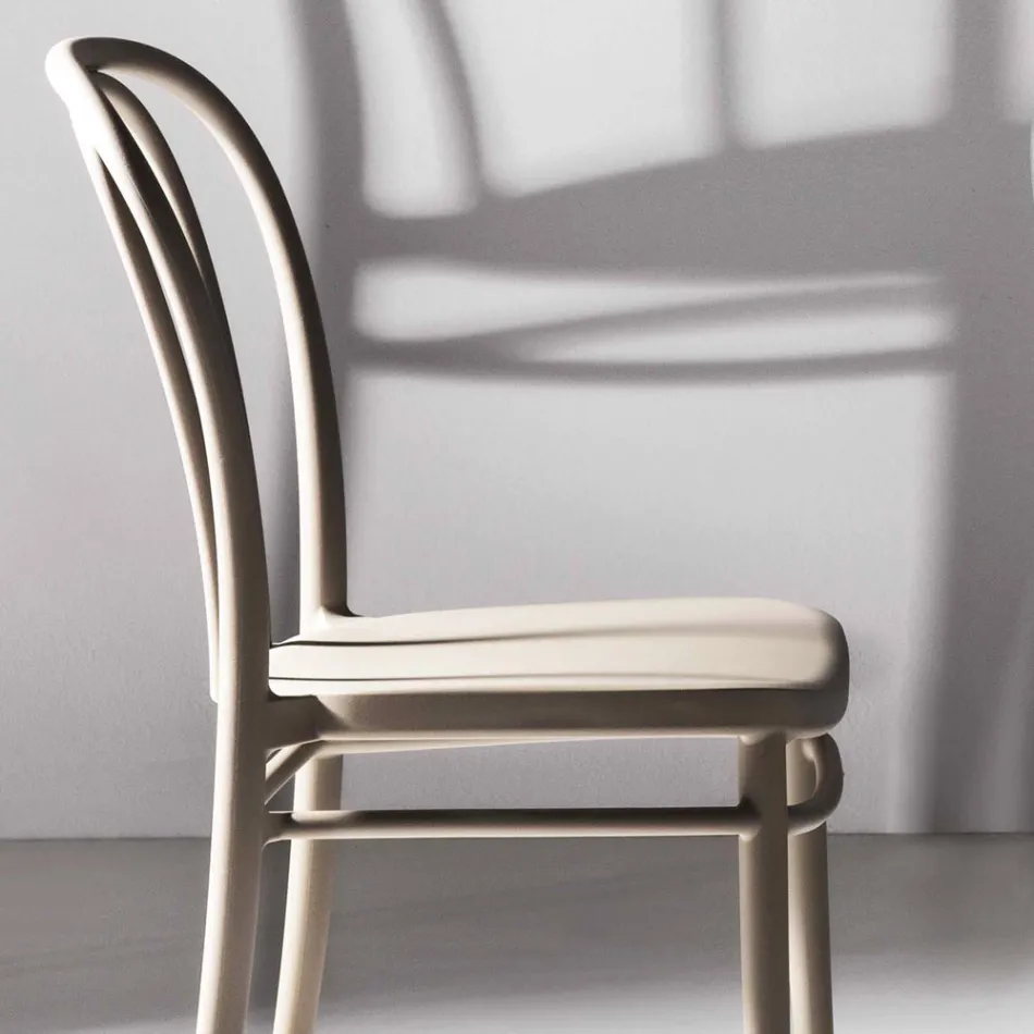 Cadeira da sala de jantar em polipropileno empilhável até 10 unidades, 4 peças - Gaya Viadurini