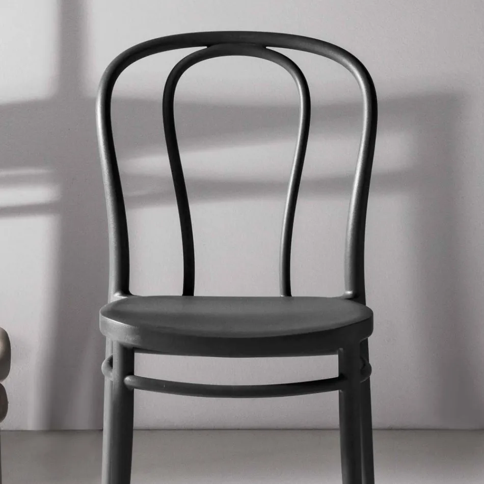 Cadeira da sala de jantar em polipropileno empilhável até 10 unidades, 4 peças - Gaya Viadurini