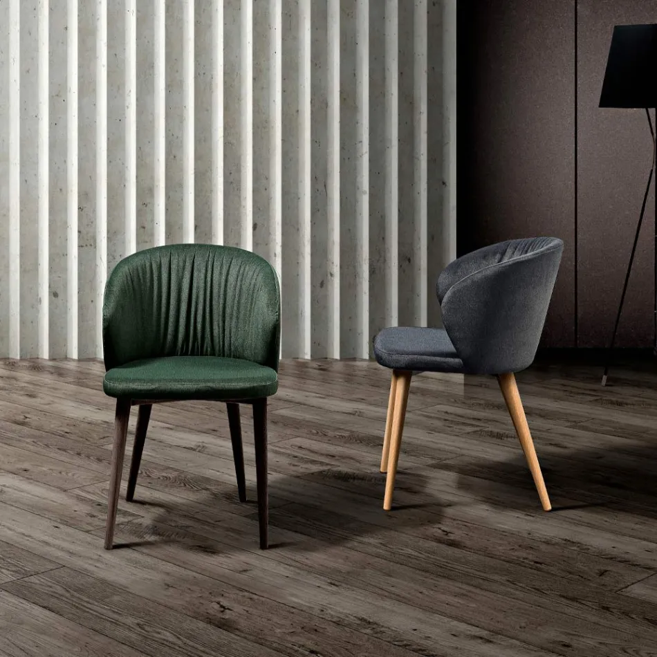 Cadeira para Sala de Jantar em Tecido Elegante Design Moderno - Reginaldo Viadurini