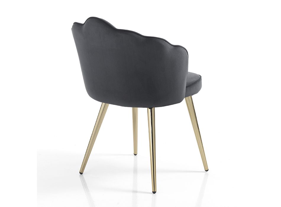 Cadeira da sala de jantar em tecido e metal com acabamento dourado 4 peças - refinado Viadurini