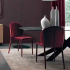 Cadeira de Sala de Jantar Estofada em Veludo Fabricado na Itália 4 Peças - Victory Viadurini