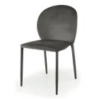 Cadeira de Sala de Jantar Estofada em Veludo Fabricado na Itália 4 Peças - Victory Viadurini