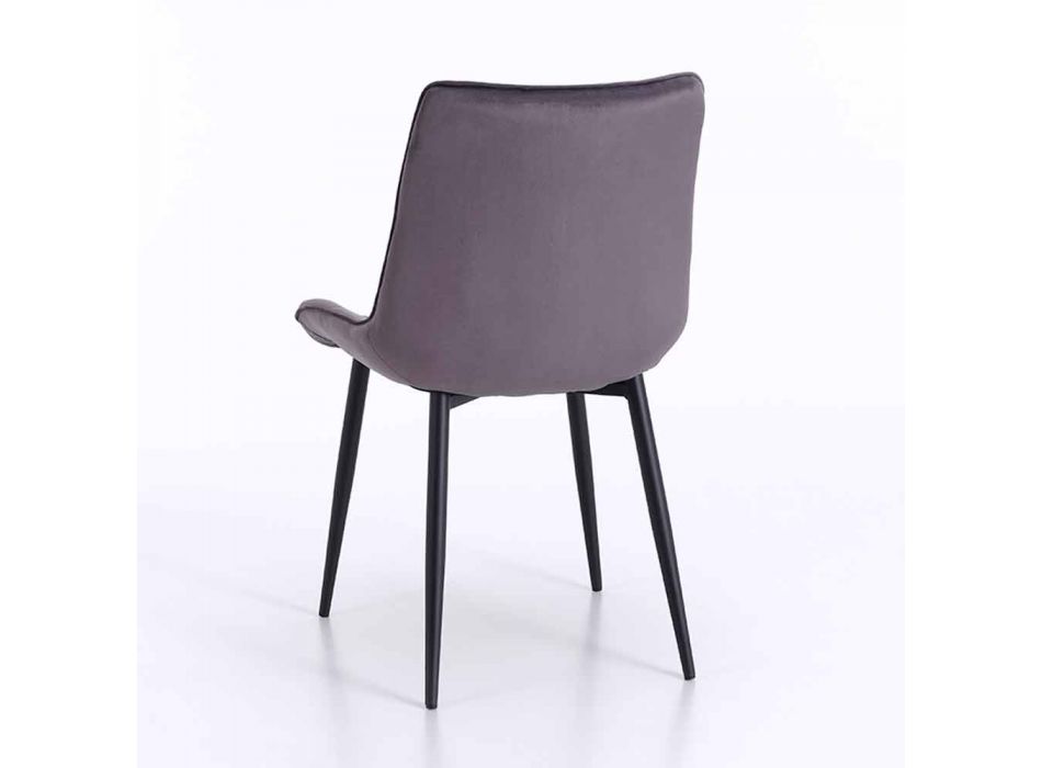 Cadeira para Sala de Jantar em Metal com Assento Estofado e Coberto, 4 Peças - Cronos Viadurini