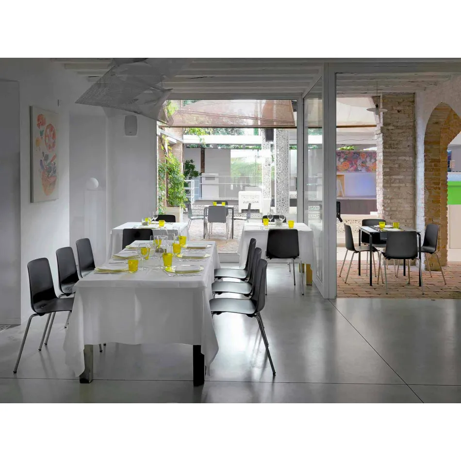 Made in Italy Cadeira de sala de jantar de metal e polipropileno, 4 peças - Carlita Viadurini