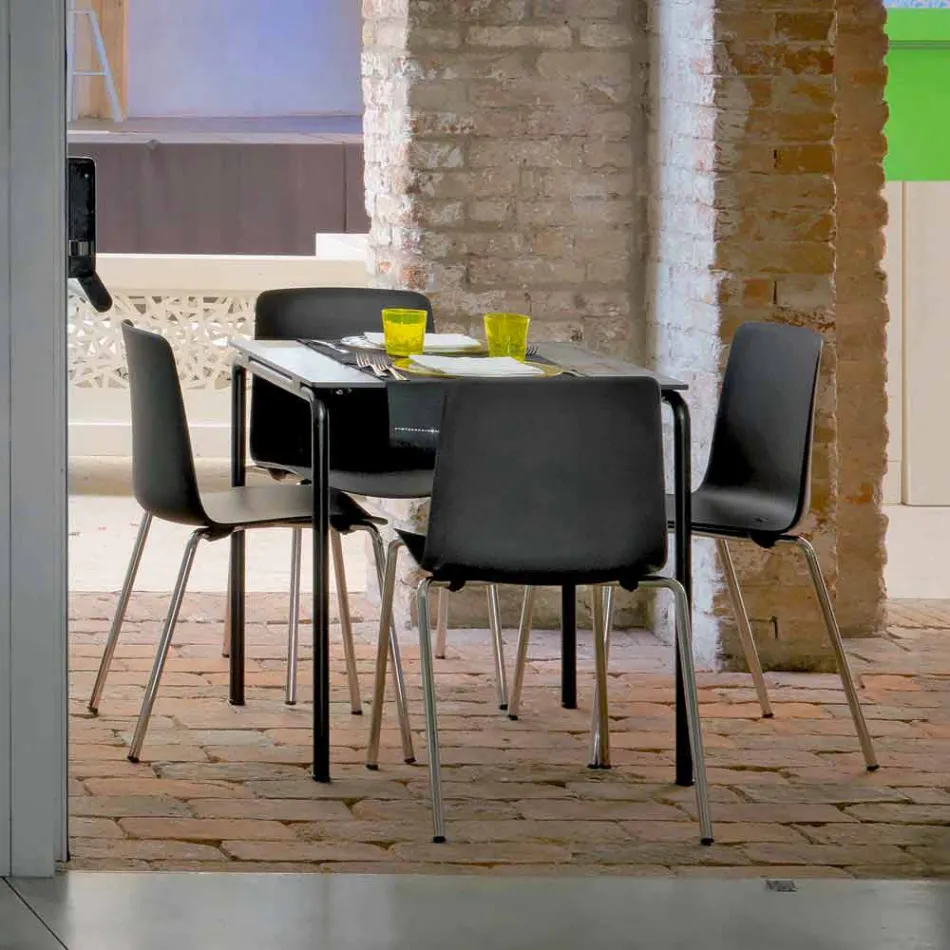 Made in Italy Cadeira de sala de jantar de metal e polipropileno, 4 peças - Carlita Viadurini