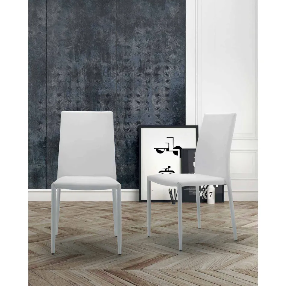 Cadeira empilhável para sala, acolchoada e estofada em couro ecológico – Monamour Viadurini