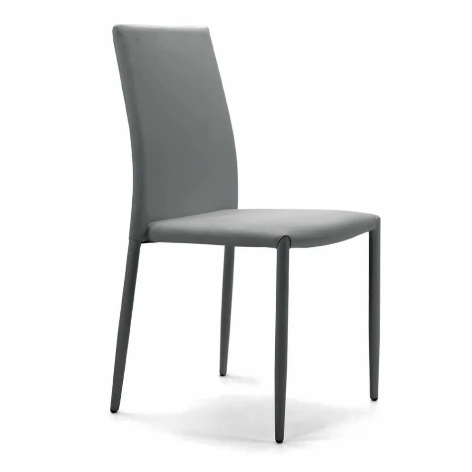 Cadeira empilhável para sala, acolchoada e estofada em couro ecológico – Monamour Viadurini
