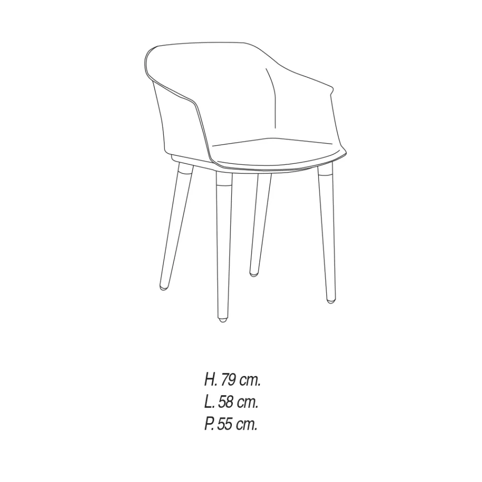Cadeira de sala de estar em madeira e polipropileno Made in Italy, 4 peças - Marbella Viadurini