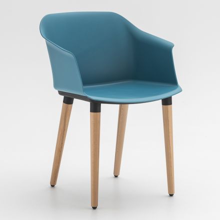 Cadeira de sala de estar em madeira e polipropileno Made in Italy, 4 peças - Marbella Viadurini