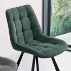 Cadeira de sala de estar em tecido estofado com estampa xadrez de 4 peças - Raggia Viadurini