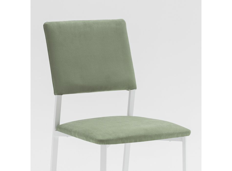 Cadeira de sala de metal e assento de microfibra feito na Itália, 2 peças - Fabiola Viadurini