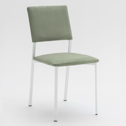 Cadeira de sala de metal e assento de microfibra feito na Itália, 2 peças - Fabiola Viadurini