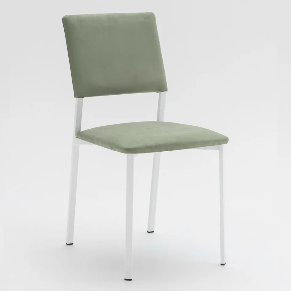 Cadeira de sala de metal e assento de microfibra feito na Itália, 2 peças - Fabiola Viadurini