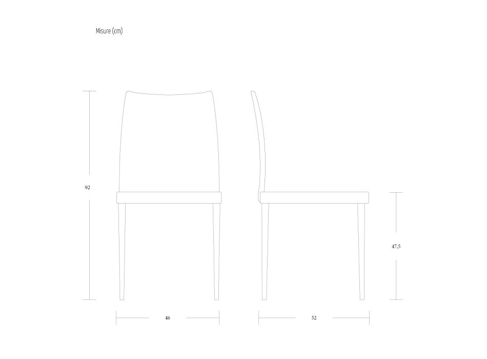Cadeira de sala de estar moderna metal e couro ecológico 2 peças fabricadas na Itália - Dorien Viadurini