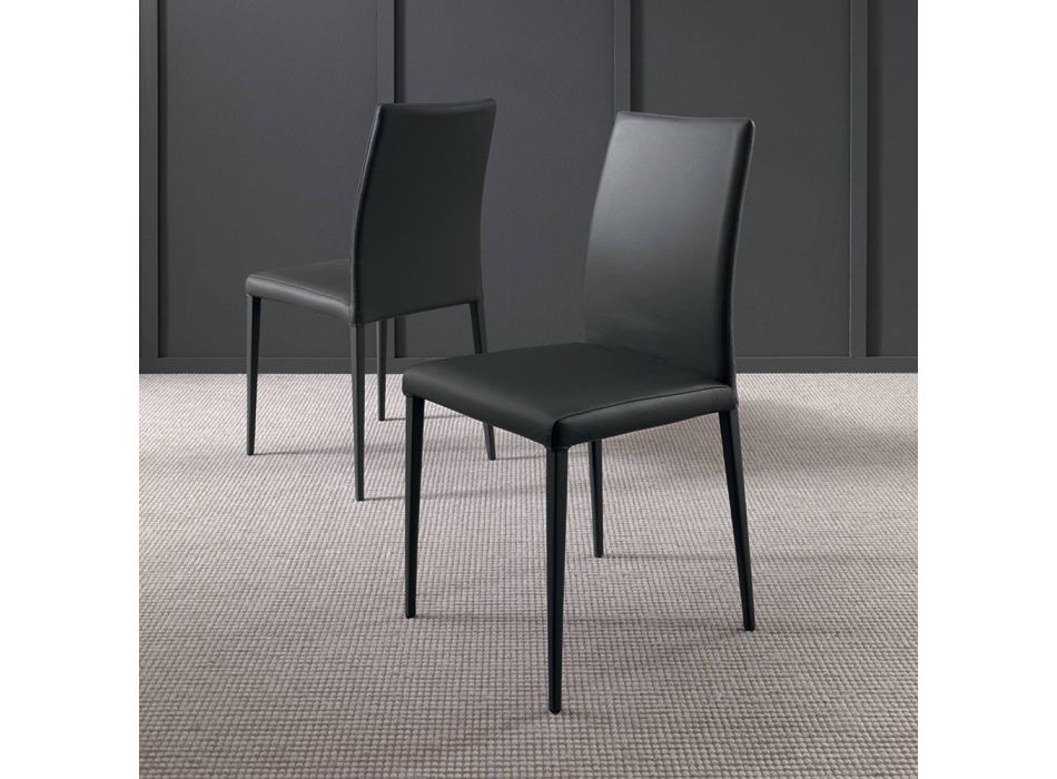 Cadeira de sala de estar moderna metal e couro ecológico 2 peças fabricadas na Itália - Dorien Viadurini