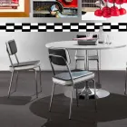 Cadeira estilo anos 50 em couro sintético grafitado e borda branca Unica Viadurini