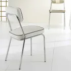 Cadeira estilo anos 50 em couro sintético grafitado e borda branca Unica Viadurini