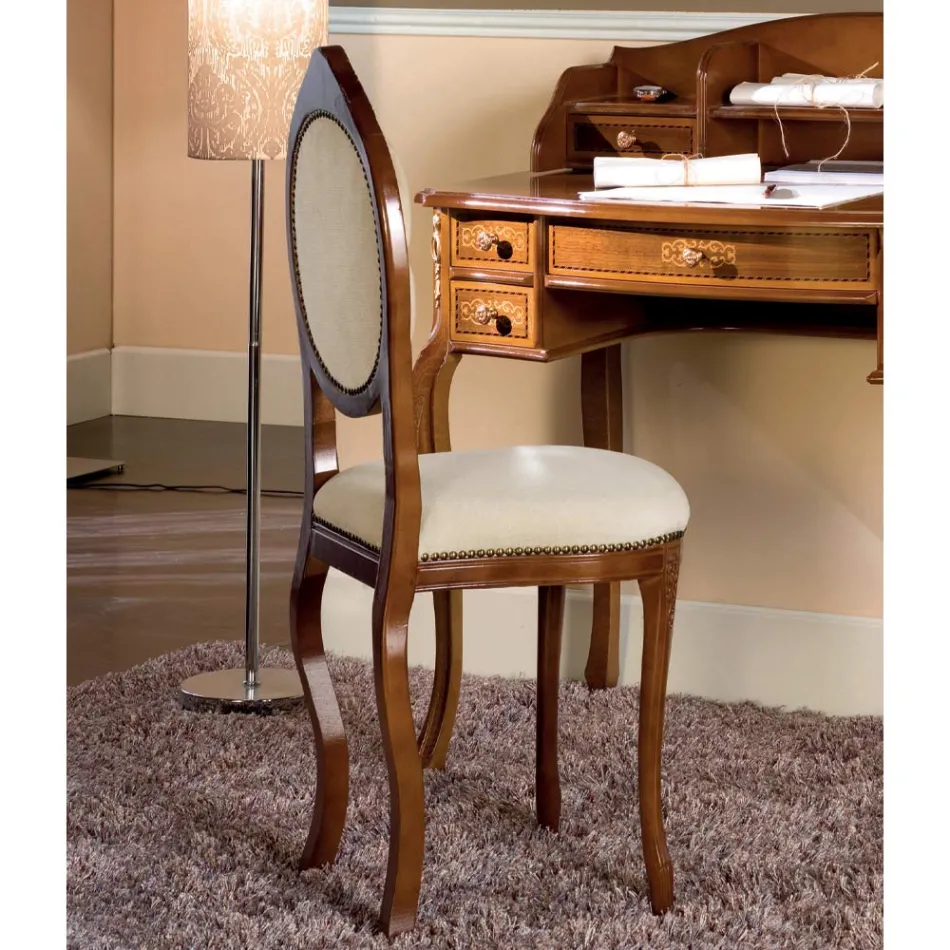 Cadeira estilo clássico em madeira de nogueira estofada feita na Itália - elegante Viadurini