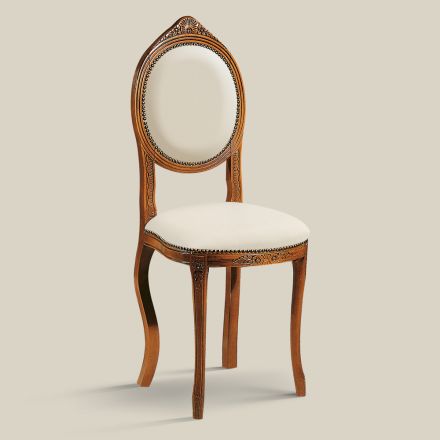 Cadeira estilo clássico em madeira de nogueira estofada feita na Itália - elegante Viadurini