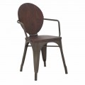Cadeira de design industrial, assento de madeira e base de ferro, 2 peças - Delia