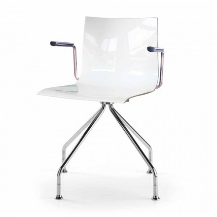 Cadeira de escritório com braços de aço e design de assento reciclado colorido - Verenza Viadurini