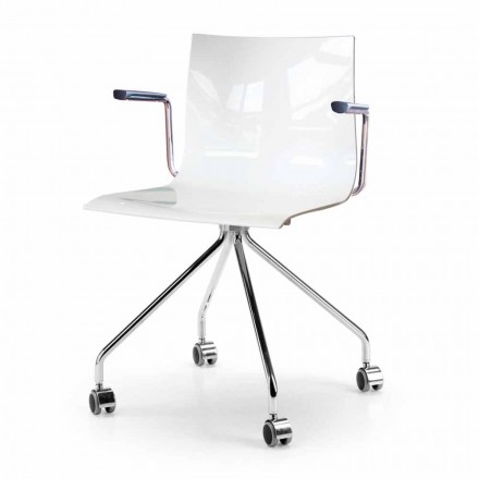 Cadeira giratória de escritório com braços e rodas Design de cor italiana - Verenza Viadurini