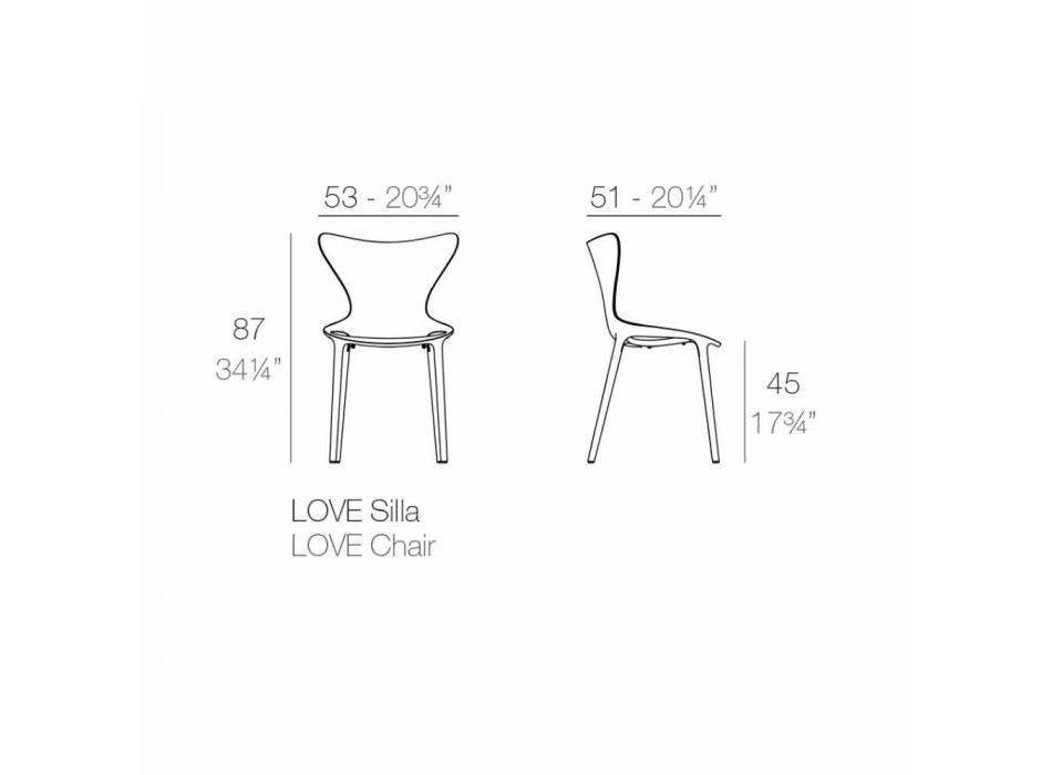 Cadeiras de jardim empilháveis de design em polipropileno 4 peças - Love by Vondom Viadurini