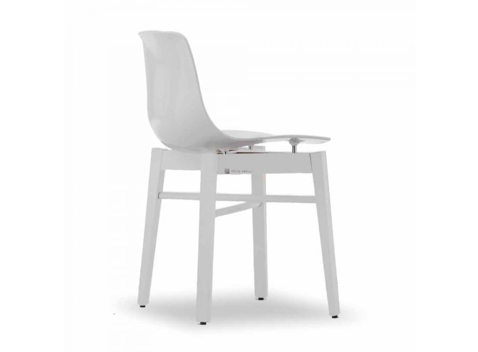 Cadeiras de design moderno, 2 peças, madeira de carvalho e plástico branco - Langoustine Viadurini