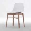 Cadeiras de design moderno, 2 peças, madeira de carvalho e plástico branco - Langoustine
