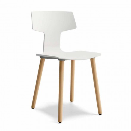 Cadeiras de jantar em madeira e polipropileno da Itália, 2 peças - Trevo Viadurini