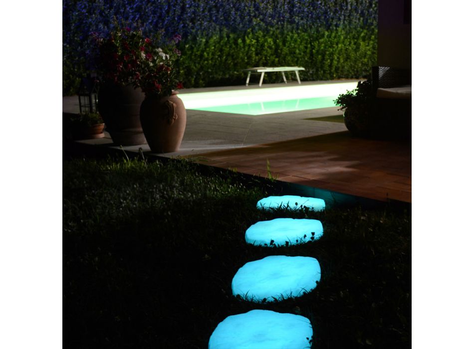 Luminária de Jardim em Forma de Pedra Fluo Made in Italy 4 Peças - Pedra Viadurini