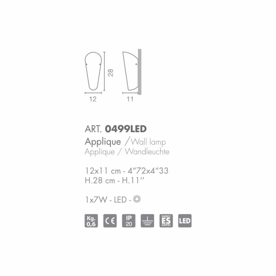 Selene Bloom luz de parede artesanal de vidro na Itália 12x11 A 28 cm Viadurini