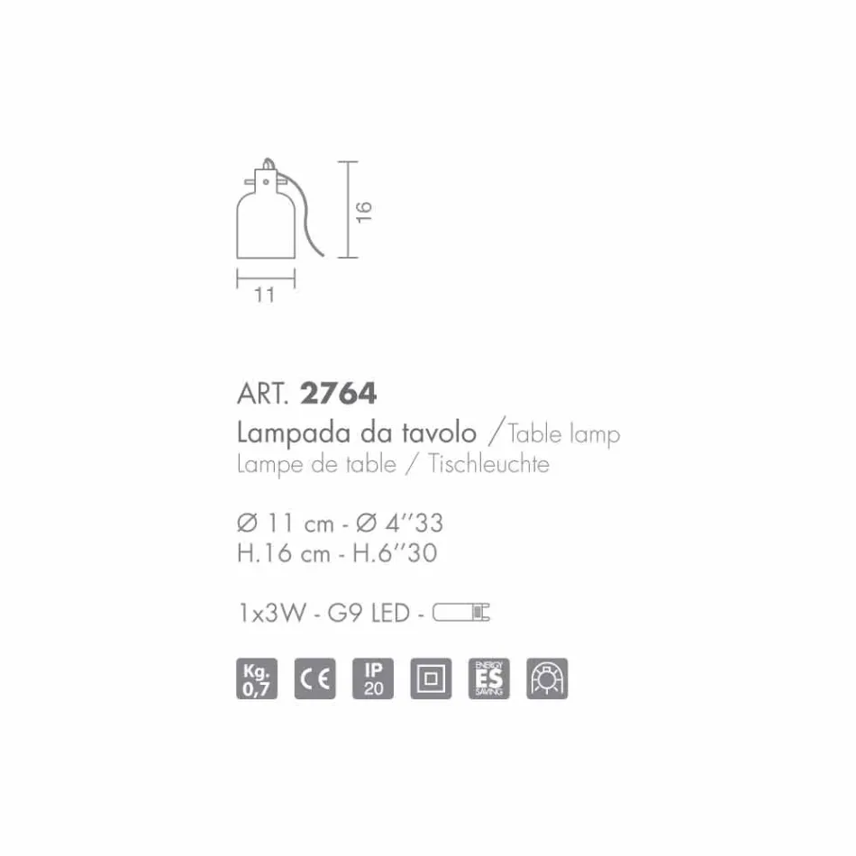 Candeeiro de mesa Selene Bossa Nova Ø11 H16cm, vidro soprado ametista Viadurini