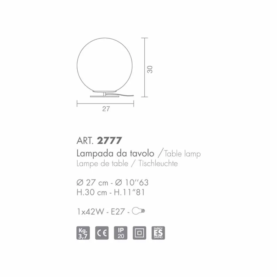 Selene Domino candeeiro de mesa de vidro soprado branco Ø27 H 30cm Viadurini