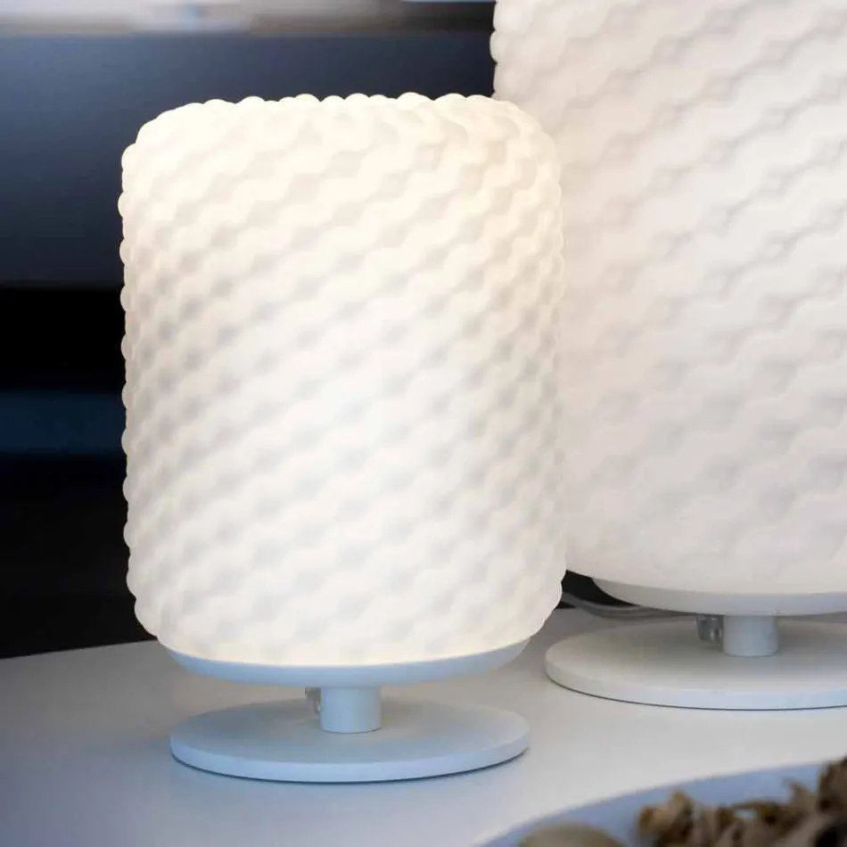 Candeeiro de mesa Selene Domino Ø15 H22cm, vidro soprado Viadurini