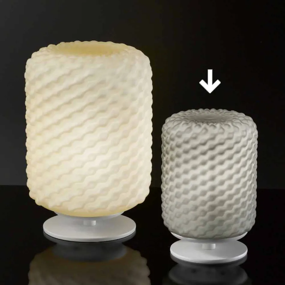 Candeeiro de mesa Selene Domino Ø15 H22cm, vidro soprado Viadurini