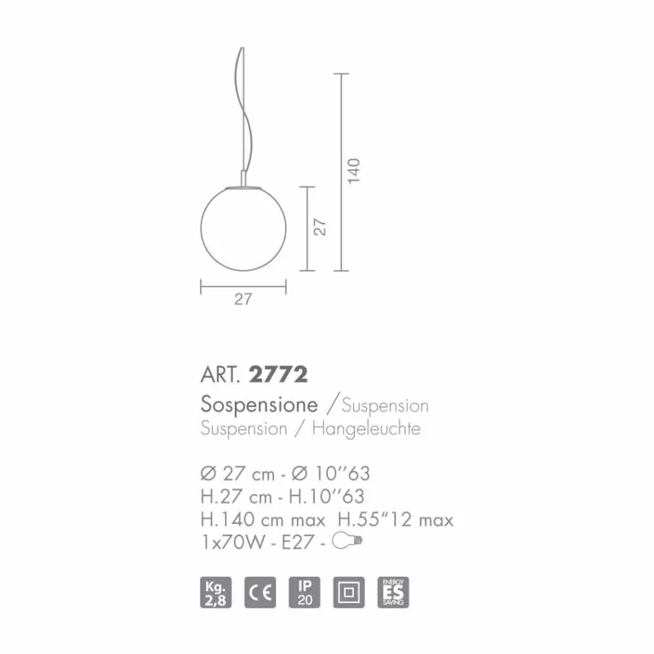 Selene Domino lustre de vidro soprado artesanal Ø27 H 27 / 140cm Viadurini