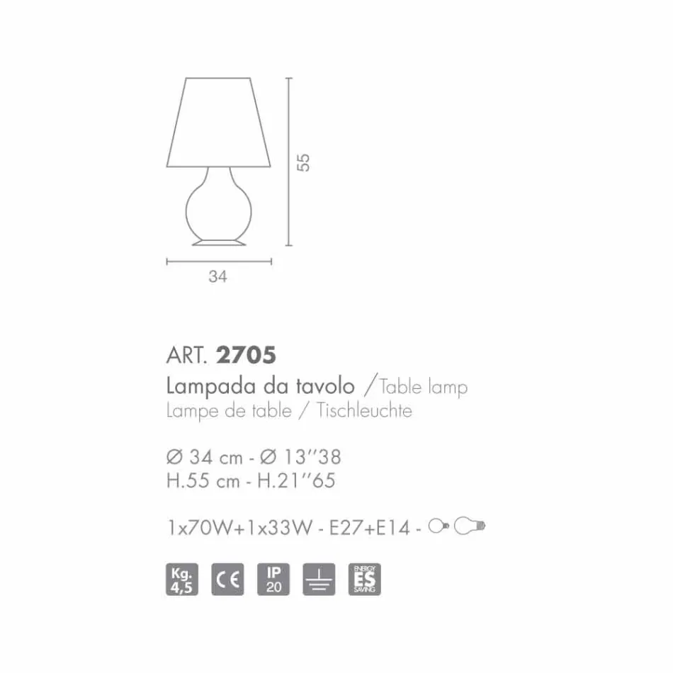 Selene Forever candeeiro de mesa de vidro soprado branco Ø34 H 55cm Viadurini