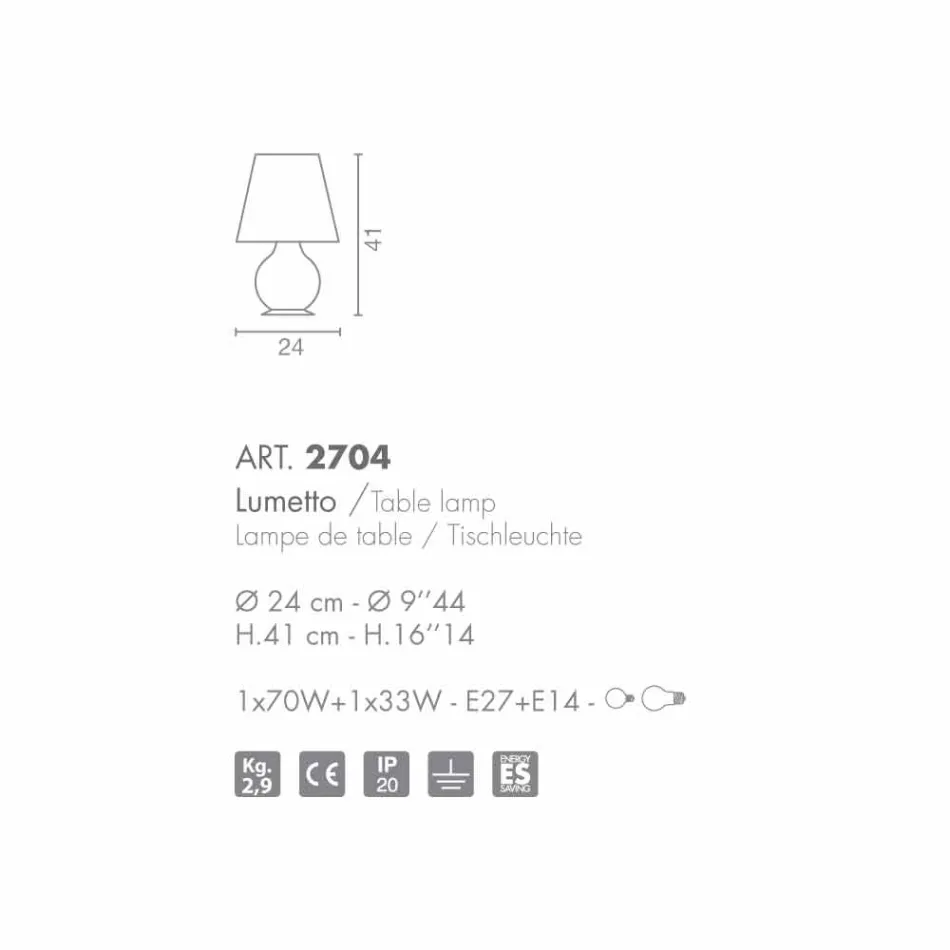 Selene Forever luminária Ø24 H41cm, vidro soprado branco fabricado na Itália Viadurini