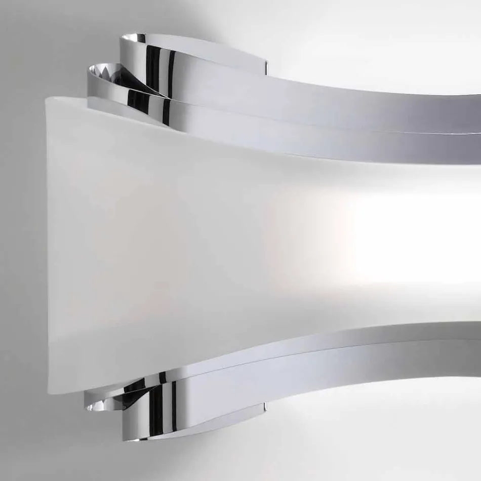 Selene Ionica applique 32x10 H16cm em aço e vidro fabricados na Itália Viadurini