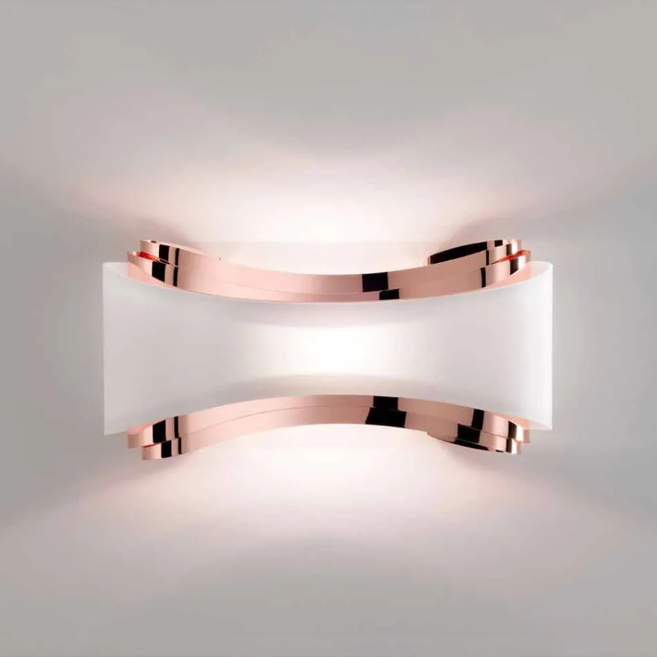 Selene Ionica applique 32x10 H16cm em aço e vidro fabricados na Itália Viadurini