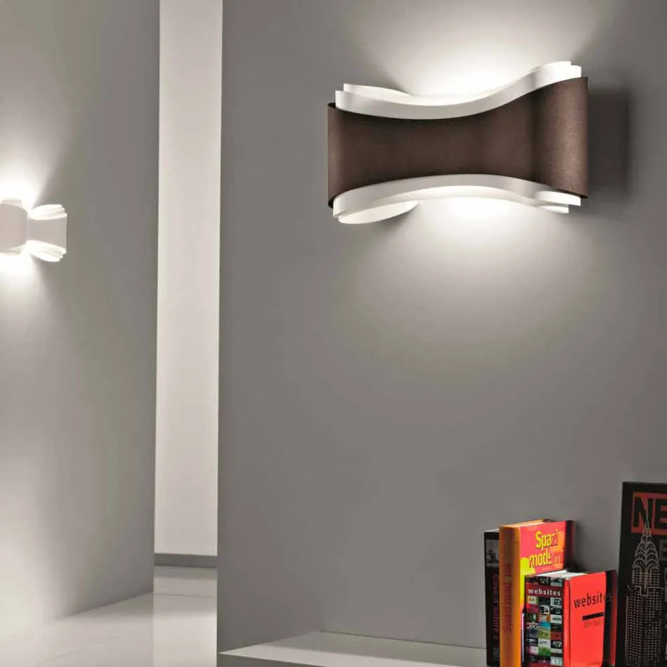 Lâmpada de parede Selene Ionica feita na Itália, 40x12H20cm, aço e vidro Viadurini