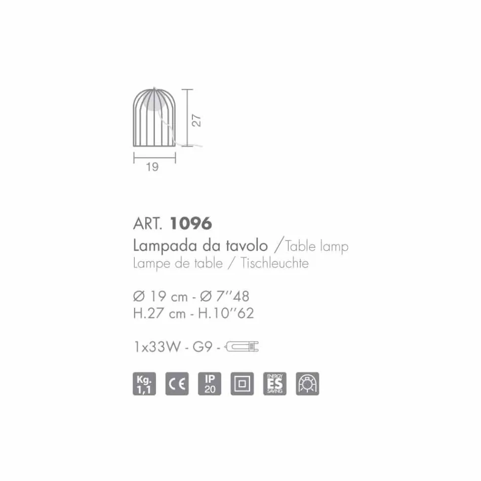 Selene Kluvì vidro soprado e lâmpada de metal Ø19 H 27cm Viadurini