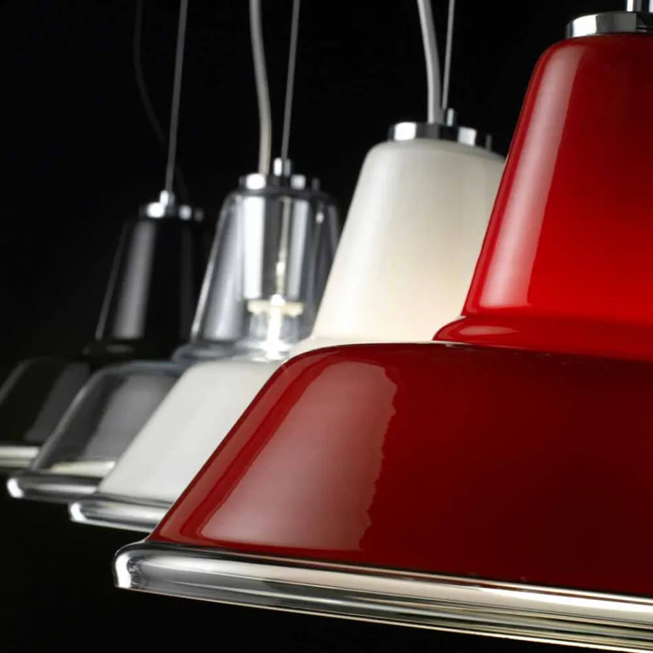 Luminária pendente de vidro soprado Selene Lampara Ø37 H 24/140 cm Viadurini