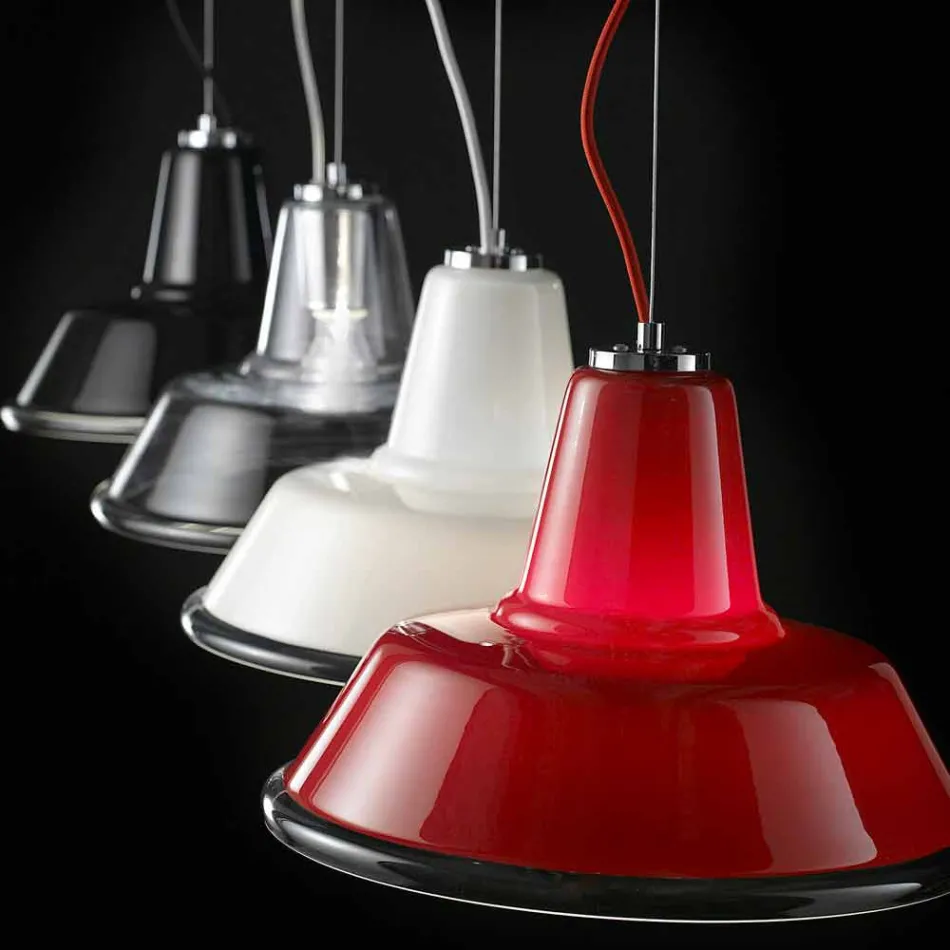 Luminária pendente de vidro soprado Selene Lampara Ø37 H 24/140 cm Viadurini