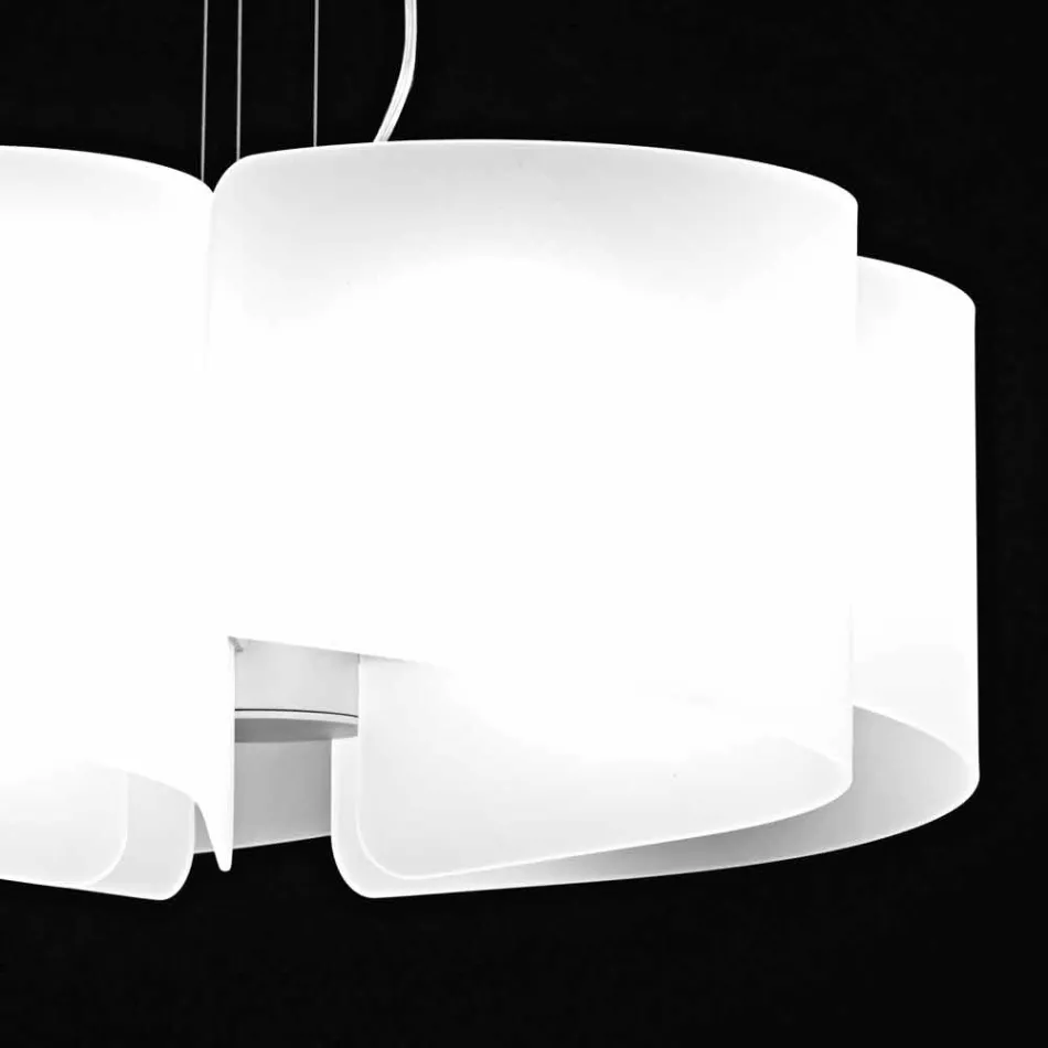 Candeeiro suspenso branco Selene Papiro em cristal Ø65 x A 140 cm Viadurini